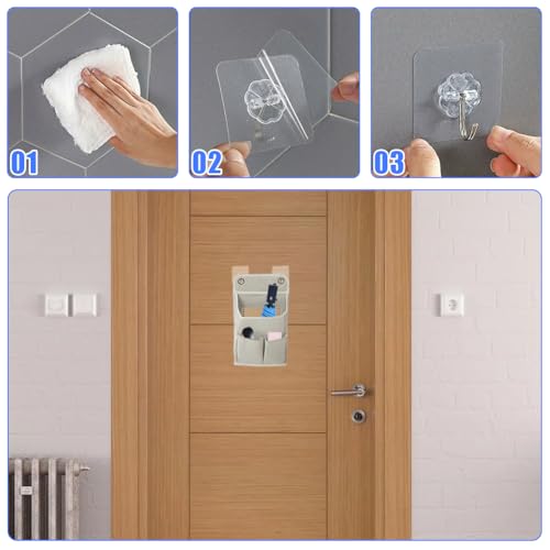 Tiiyee 2 Stück Hängeorganizer mit 2 Haken, Hängeregal Hängende Aufbewahrung Organisatoren Wasserfeste Faltbarer Leinenstoff Korb mit Taschen für Badezimmer Schlafzimmer Büro Wohnmobil