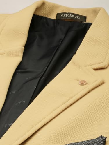 Image of SHOWOFFFF Men Solid Single Breasted Casual Blazer | Notched Lapel Full Sleeves Cotton Blazer for Mens | Slim Fit Regular Length Blazer for Men's