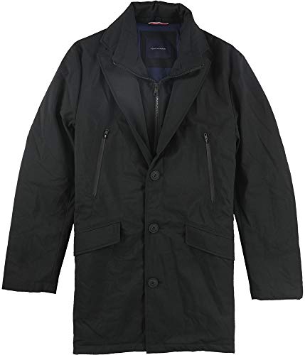 Image of Tommy Hilfiger Mens Robert Raincoat, Black, 38 Regular