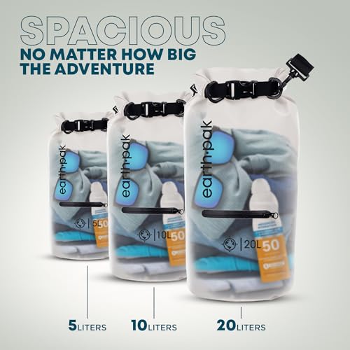 Image of Earth Pak- Waterproof Dry Bag with Front Zippered Pocket Keeps Gear Dry for Kayaking, Beach, Rafting, Boating, Hiking, Camping and Fishing with Waterproof Phone Case
