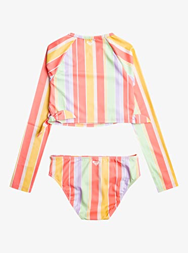 Roxy Girls' Ocean Treasure Long Sleeve Crop Top Swimsuit Set, Sunkissed Coral Salty Sunset 231 #TOP1