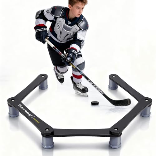 Baseng Hockey Stick Handling Trainer | Adjustable Hockey Training Equipment for Puck Control Hand-Eye Coordination & Reaction Time | Portable On/Off Ice Trainer for All Ages 5 Sections(Grey)