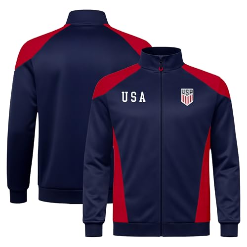 Icon Sports Officially Licensed US Soccer Federation Track Jacket - Unisex Adult - USSF84TJ Navy XL