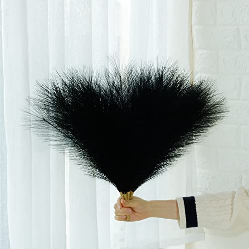 7Pcs Faux Pampass Grass, Pampass Grass Decor - 17 Inch Dried Pampass Grass Small - Artificial Pompous Grass Branches Decor (Black) #TOP2