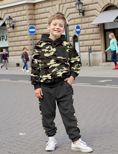 Image of Boys Clothes Fall Winter Outfits Camouflage Long Sleeve Hoodie and Pants 2PC Kids Clothes Boys for 5-14 Years