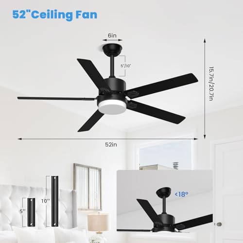 Image of Obabala Ceiling Fan with Light 60 Inch, DC Motor Ceiling Fan with Remote and APP Control, Dimmable LED Color Changing, Reversible Quiet Fan for Bedroom Living Room Indoor Outdoor, Modern