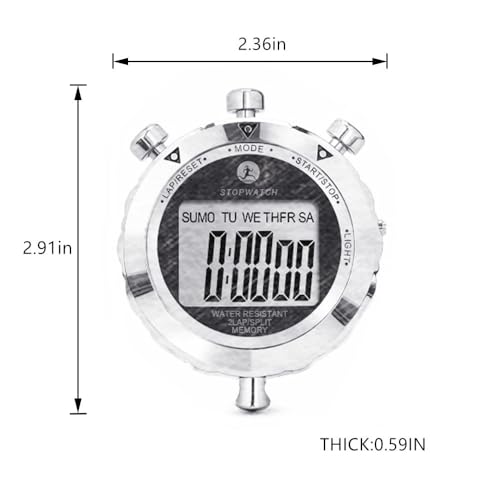 Metal Stopwatch with Backlight, 0.01 Second Timing Stopwatches Timer, 2 Lap Memory for Sports Coach Running Basketball