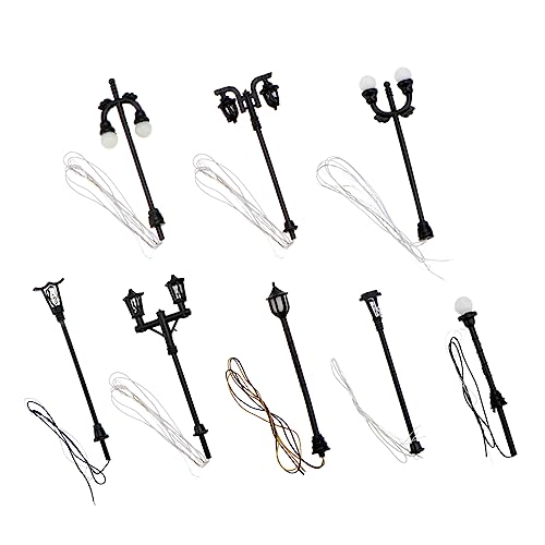 Milisten 8pcs Miniature Streetlamp Model Decor for Micro-Scene Layouts Realistic Led Light Adornment for Fairy Gardens Moss and Succulent Displays Creative Landscape Decoration Random Style
