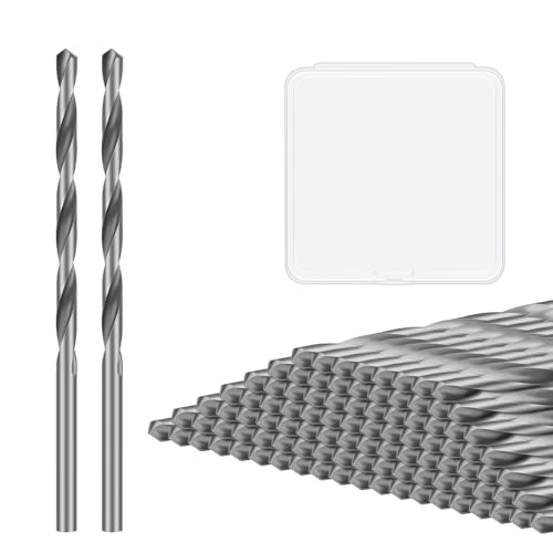 100 PCS 1/8 Inch Drywall Bit, Spiral Saw Tip Cutting Bits Tools with Box, Guide Point Cutting Bits for Use with Spiral Saws, for Drywall Work, Outlets, Woodworking, Construction Tasks (Silver)