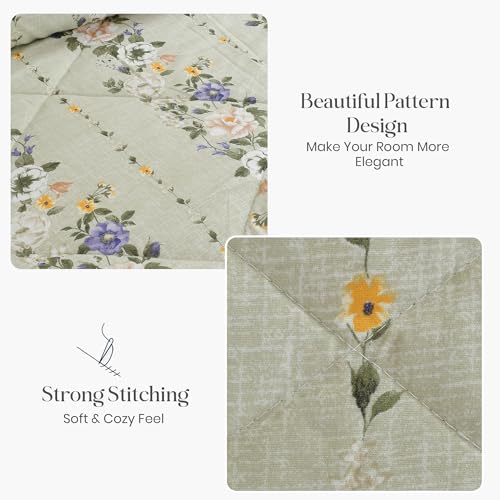 Image of FRESH FROM LOOM Microfiber All Seasons Collection Micro Fiber Comforter | Dohar | Quit | Single Bed | Double Weaved | Washable | Hypoallergenic Skin Friendly (Pale-Leaf | 60x90 in, Single Bed)