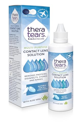 TheraTears Multi-Purpose Contact Lens Solution 100ml/Cleans Disinfects Lubricates and Hydrates Your Contact Lenses/Added Aloe Vera Known to Soothe and Refresh/Suitable for All Lens Types