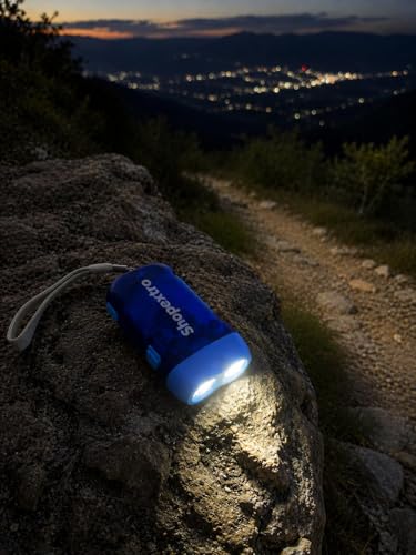 Image of Hand Crank Flashlight with Dual LED, Portable Dynamo Emergency Torch, Book Light for Kids with Wrist Strap for Reading, Camping, Travel, Study & Power Cuts, Blue (Pack of 1)