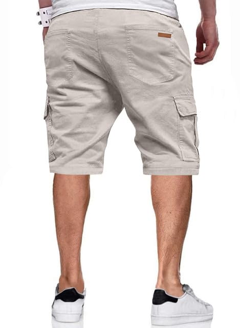 Image of JMIERR Mens Casual Cotton Twill Cargo Shorts Drawstring Classic Chino Stretch Short with 6 Pockets