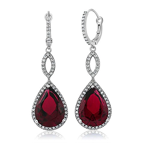 Gem Stone King 925 Sterling Silver Long Drop Dangle Elegant Wedding Bridal Chandelier Teardrop Earrings For Women (2 Inch Pear Shape 16X12MM, 20.00 Cttw)