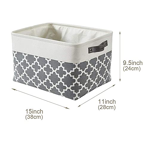 Image of DECOMOMO Foldable Storage Bin | Collapsible Sturdy Cationic Fabric Storage Basket Cube W /Handles for Organizing Shelf Nursery Home Closet (Grey Pattern, Large - 15 x 11 x 9.5-3 Pack)