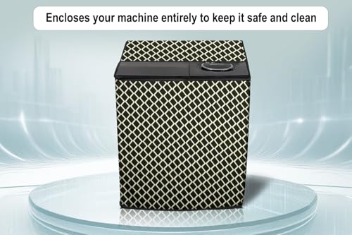 Image of Stylista Polyester Washing Machine Cover Compatible for Godrej 7.5 KG Semi-Automatic Top Loading WSEDGECLS755.0PN2GPGR, Check Coffee