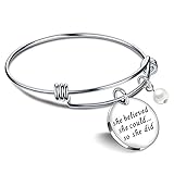 lauhonmin She Believed She Could So She Did Bangle Inspirational Expandable Hand Stamped Cuff Bracelet 7