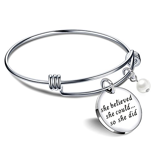 YSECTL lauhonmin Graduation Gifts Bracelets for Women Valentine Bangle Bracelets for Girl - She Believed She Could So She Did (Style A)
