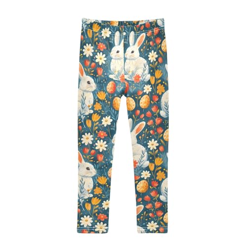 Flower Rabbit Egg Girls Leggings Athletic Pants Tights Stretch Bottom