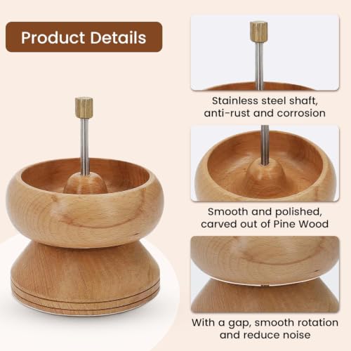 Image of Beadsnfashion 4-Inch Wooden Spin & String Beading Spinner Tool for Jewellery Making - Includes 2 Pcs Curved Needle for Jewellery Making Beading Spinner Set (4 Inch with Funnel)
