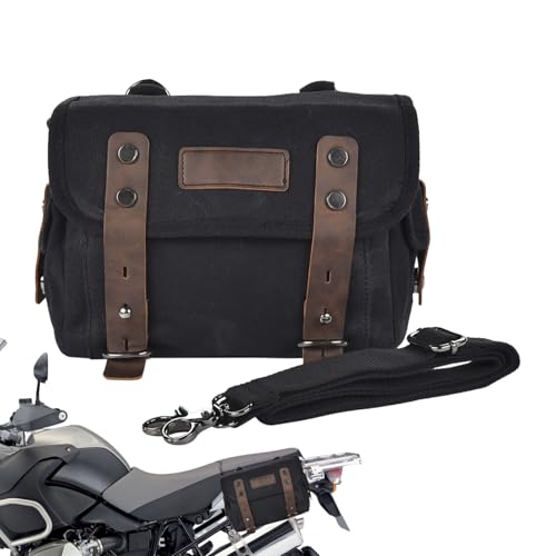 Borsa Da Sella Per Moto - Portaoggetti Per Sedile Posteriore In Tela Cerata Resistente, Borse Laterali Per Moto Universali Impermeabili, Borsa Da Sella Laterale Vintage Con Fibbia In Metallo | Robusto
