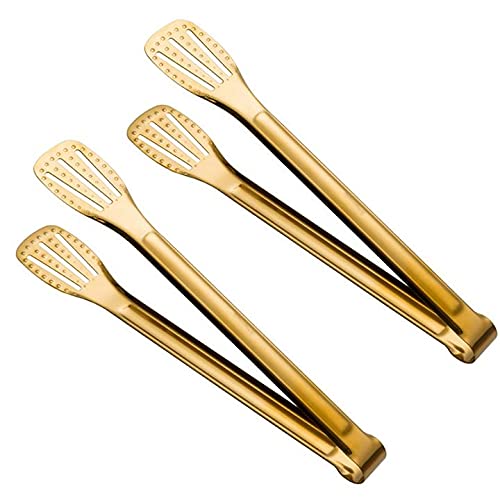 Gold Food Seriving Szczypce Szczypce ze stali nierdzewnej Gadżety kuchenne Szczypce Gotowanie Grill Pogrubiony Hollow - 2 opakowania 38 cm