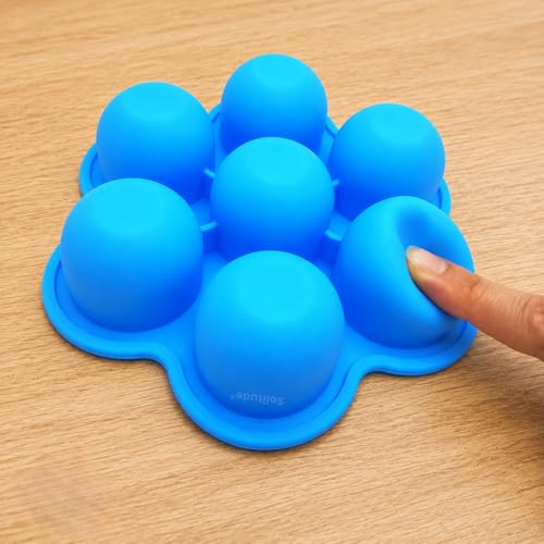 Image of Solitude 7 Cavities Silicone Popsicle Mould with Colourful Sticks | BPA Free Kulfi Maker DIY Frozen Dessert Ice Pop Mould for Kids and Adults