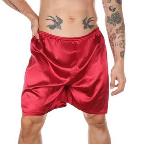 Mens Lounge Shorts Lightweight Plus Size Stretch Short Pants Elastic Waist Solid Color Pajamas Bottoms2
