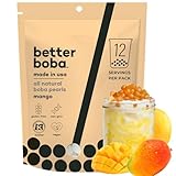 Better Boba All-Natural Mango Boba Pearls | Kosher, Vegan, Gluten-Free, Non-GMO Popping Boba for Bubble Tea, Desserts| 8 Oz Pack (12 Servings)| No Preservatives | Tapioca Boba Balls | Made in USA