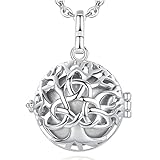 EUDORA Harmony Bola Celtic Knot Tree of Life Angel Caller Pregnancy Women Necklace Guardian Angel Wishing Chime Mexico Ball Bola Pendant for Future Mama Jewelry Gift for Mom Women, 45inch + 30inch