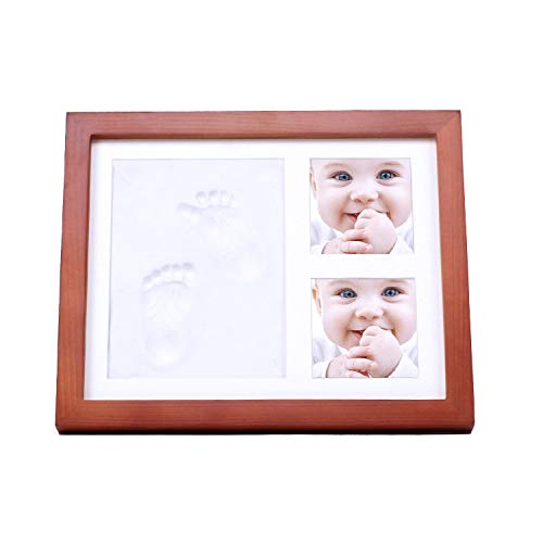 Baby Handprint Footprint Keepsake Kit - Baby Prints Photo Frame for Newborn - Baby Nursery Memory Art Frame Frames - Baby Shower Picture Frames for Baby Registry Niños, Niñas(Marco negro)