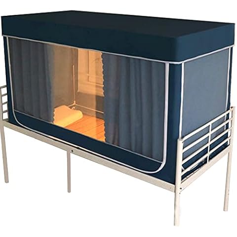 RTHOMR Bed Tents Canopy Dream Privacy Space Single Size Indoor Pop Up Portable Frame Curtains Breathable Blackout Cottage Sleeping Tents,Blue,90x190x90cm Cover