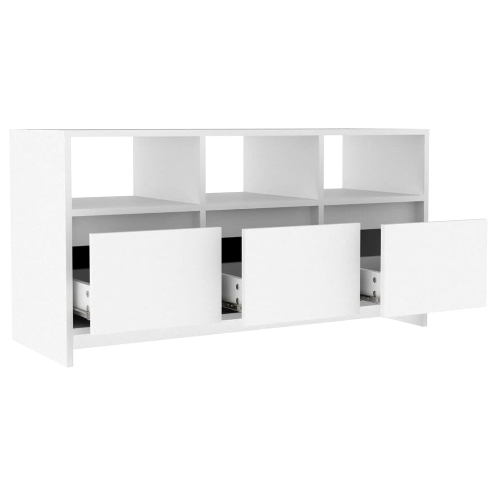 Console multimediale TV per sala giochi, camera da letto, mobile multimediale, console TV, bianco, 102 x 37,5 x 52,5 cm, materiale in legno, adatto per soggiorno, camera da letto
