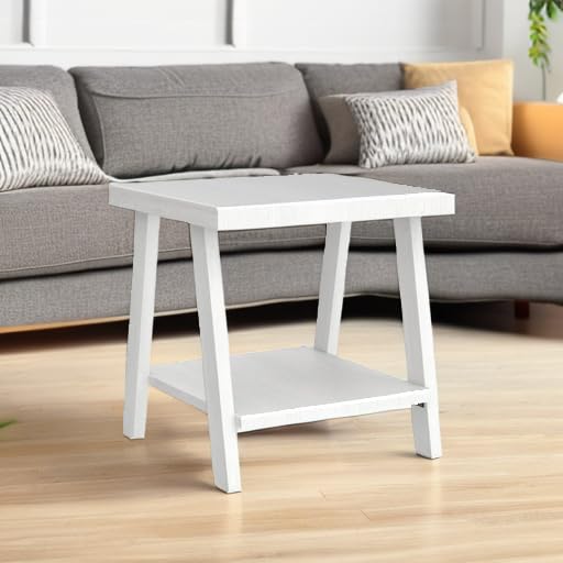 Roundhill Furniture Athens Contemporary Wood Shelf End Table, White by Roundhill Furniture - Image 5