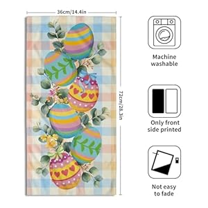 Easter Eggs Kitchen Towels 2 Pcs Green Leaf Botanical Bath Guest Towels Buffalo Plaid Spring Holiday Hand Towel Soft Absorbent Fingertip Towels for GymSpaHotel 144 x 283 Inch