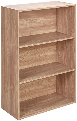 URBNLIVING Wide 3 Tier Wooden Oak Shelf Bookcase