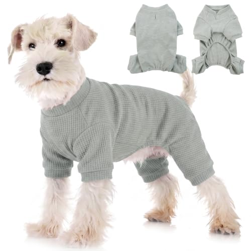 Hundepyjama dünn, Leichter Hunde Body, Unterzieh-Overall für Zuhause, Hunde Overall Sommer, atmungsaktiv Hundeoverall Fellschutz, Vierbeiner Schlaf- & Hausanzug, Grau L