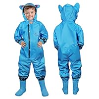 HAGOT Raincoat Hooded Kids Puddle Suit, All in One Waterproof Suit, Lightweight Portable Rainwear Muddy Suit, Reusable Rain Jacket Suit for Childs 5-7 Years