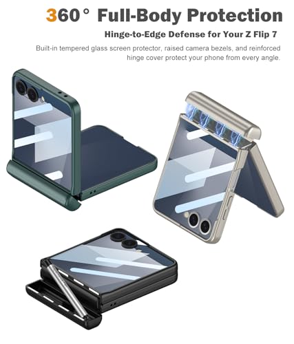 Coque Galaxy Z Flip 7 avec stylet rigide antichoc protection écran intégrée noir - 4