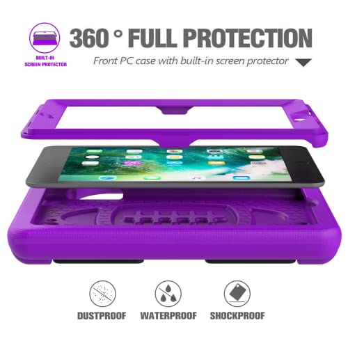 Avawo Kids Case For Ipad Mini 1 2 3 - Built-In Screen Protector Light Weight Shock Proof Handle Stand Kids Cover For Ipad Mini 1St Gen, Ipad Mini 2Nd Gen, Ipad Mini 3Rd Generation - Purple #TOP2