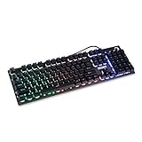 Reccazr Wired Keyboard-104 Keys Ergonomic Mechanical Feeling Keyboard with 12 Multimedia Keys, Spill-Resistant Design, Suitable for Working and Everyday Usage, Compatible with PC & Mac System