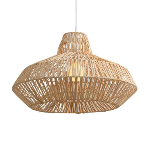 Abat-jour suspendu en osier tressé E26 style bohème beige
