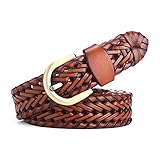 Mens Belts Leather Woven Braided Belt for Men Casual Jeans Golf for Men Jeans (Brown)