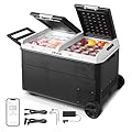 VEVOR 12 Volt Car Refrigerator, 100.4QT/95L Car Fridge, Dual Zone Portable Electric Cooler with Wheels and Handle, -4?~68?, 12/24V DC 100-240V AC Compressor Freezer for Outdoor, Camping, Travel, RV