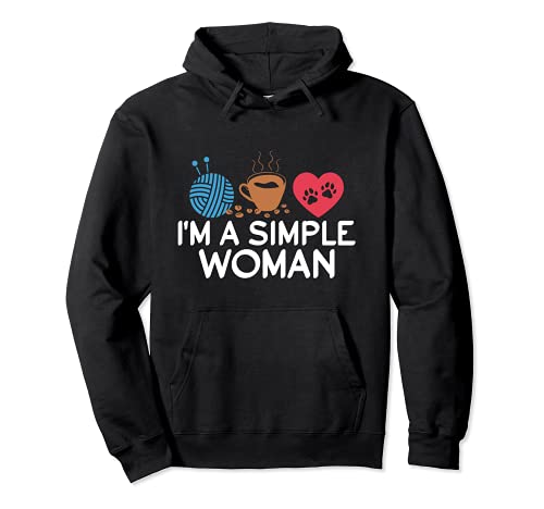 I'M A Type Of Woman Who Loves Knitting Yarn Coffee Dog Pullover Hoodie, Black