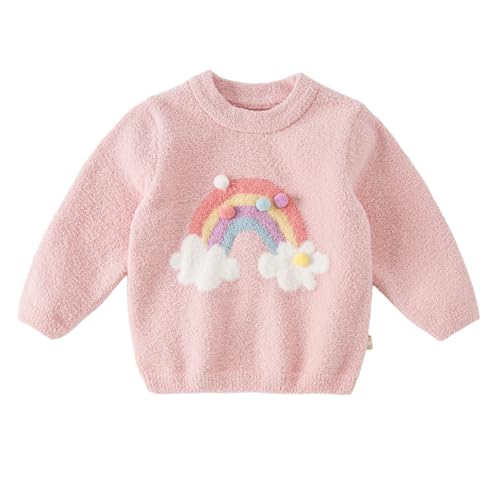 DAVE&BELLA Toddler Baby Girl Boy Knit Sweater, Cute Animal-Themed Plush Pullover Sweater Fall Winter Crewneck Long Sleeve Top