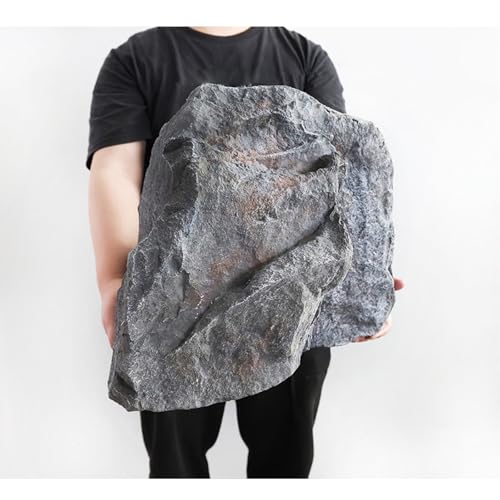 Faux Rock Cover(Non-Hollow),Outdoor Fake Rocks, Well Covers for Yard Decorative,Realistic Natural Texture,PU Foam Fake Rocks for Landscaping Yard Décor,Artificial Landscape Enclosure Stone(Gray,10)