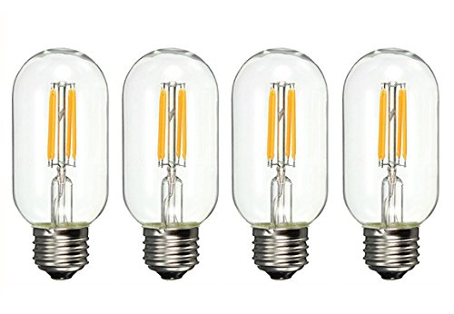 BulbrightT45 LED Filament Bulb 2W, 20W Equivalent 200 Lumens, E26 Medium Screw Base, Dimmable Vintage Style Bulb, Soft Warm White 2700K, 110-120V, Pack of 4 (T45, 2 Watt)
