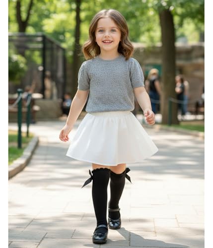 Image of CHUNG Toddler Baby Girls Knee Hight Stocking Cotton Socks 0-7Years Solid Color Bowknot Thin Spring Summer