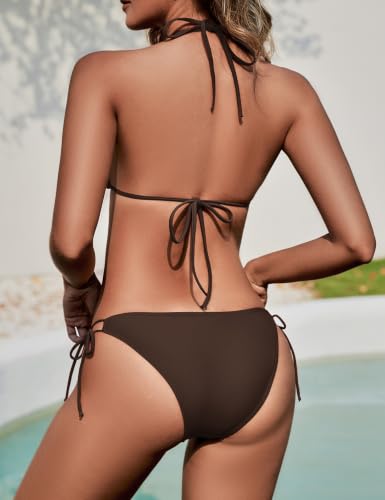 5 Exercises to Get Bikini Body Ready for Seniors 4 Zonsaoja Women Bikini Set Triangle String Tie Two Piece Swimsuit Coffee M | Low Rise Side Tie Cheeky Bottom, Removable Pad, Adjustable Sexy Tie Back, Halter V Neck, Push Up, High Cut Leg, Bathing Suit